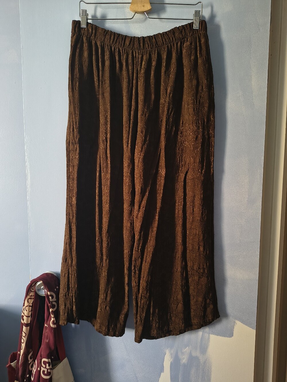 Bryn Walker Brown Textured Satin Pull On Pants L